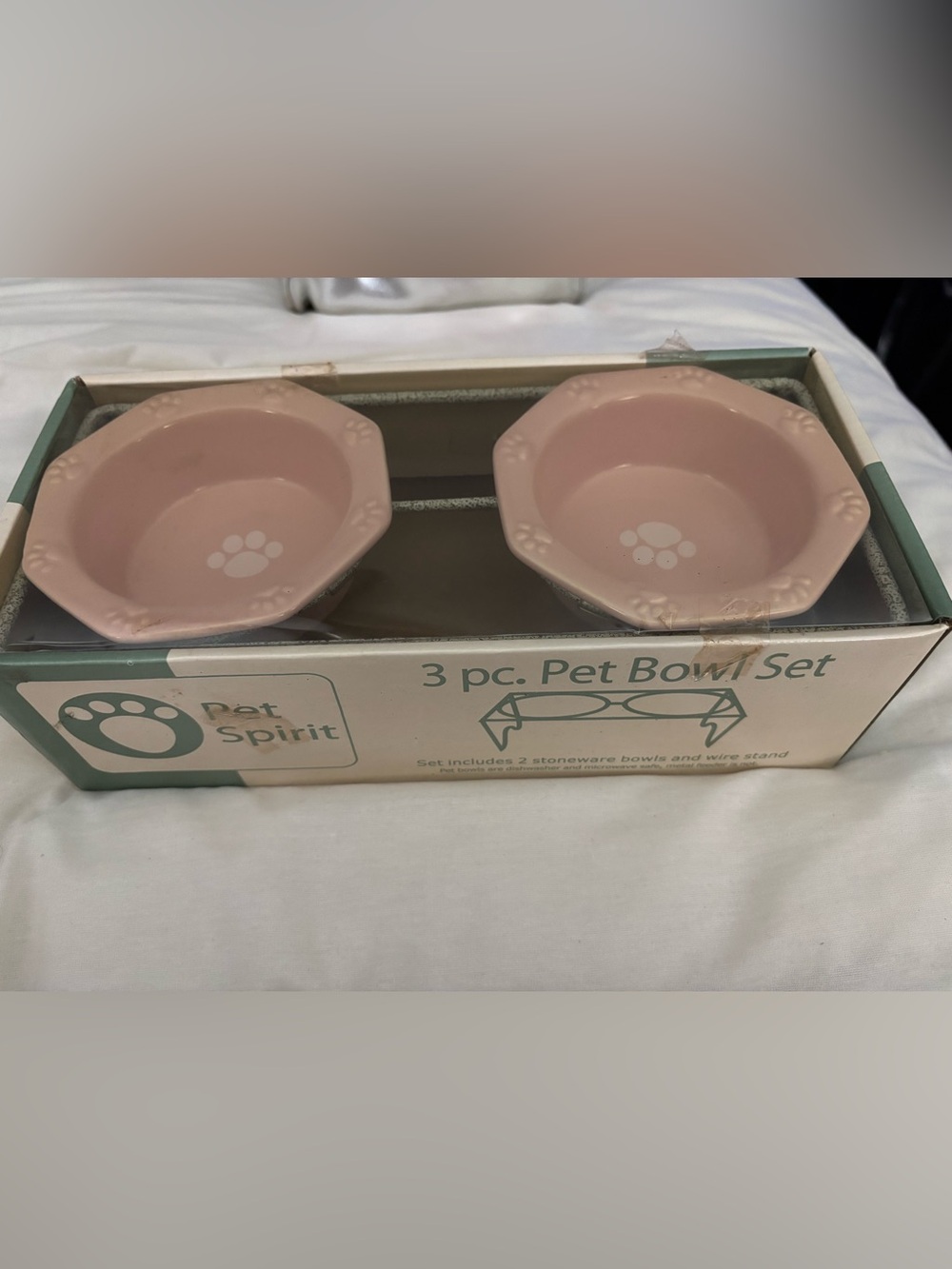 Pink 3-Piece Ceramic Pet Bowl Set